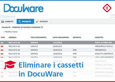 eliminare un cassetto in docuware